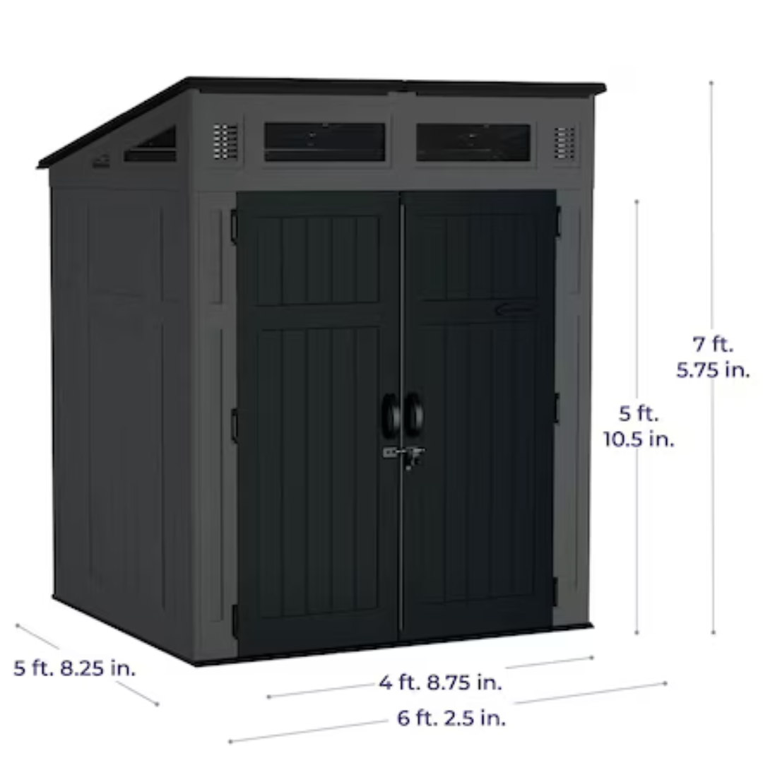 Mowvance 6-ft x 5-ft Black Lean-to Resin Storage Shed (Floor Included)