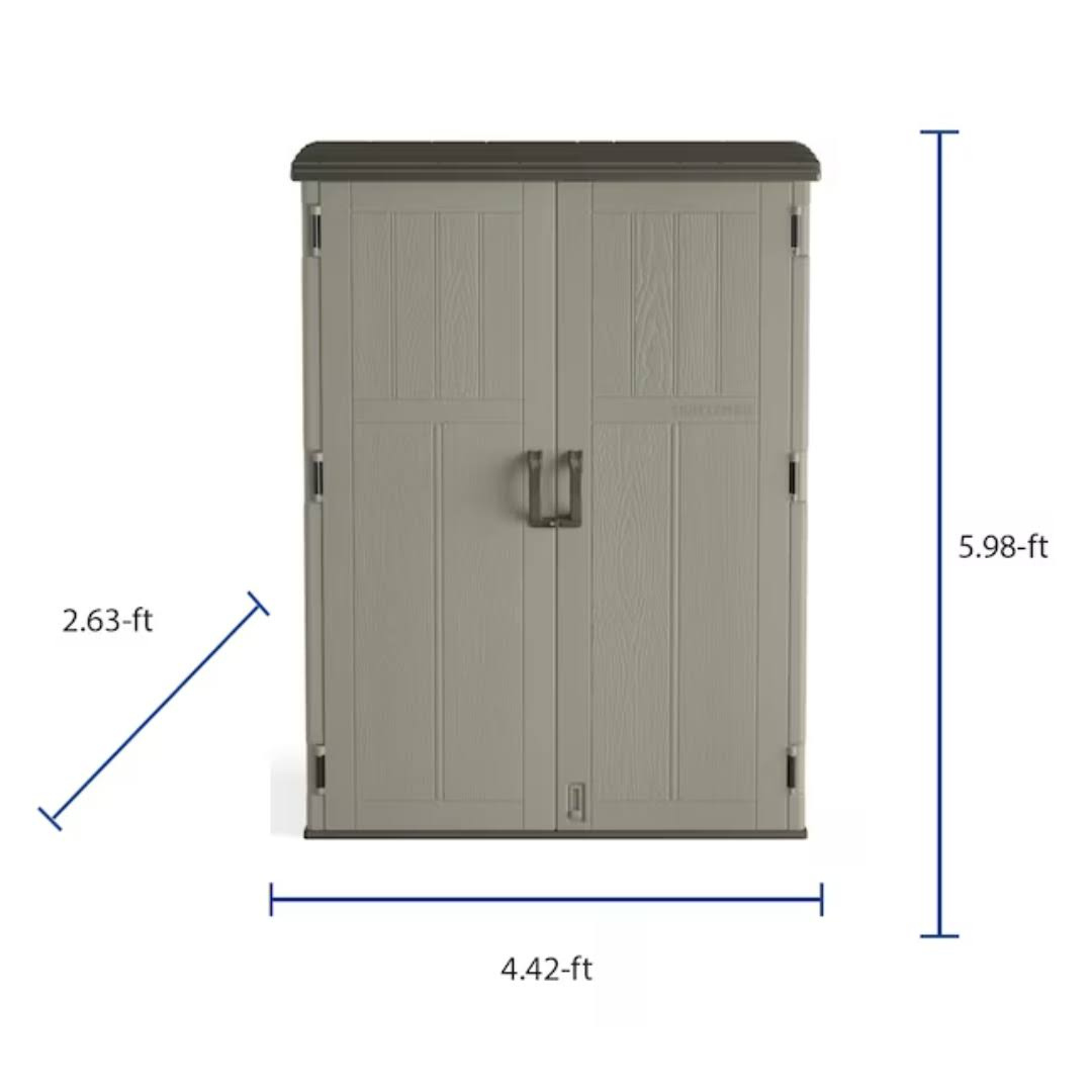 Mowvance 6-ft x 3-ft Large Vertical Gray Resin Storage Shed (Floor Included)